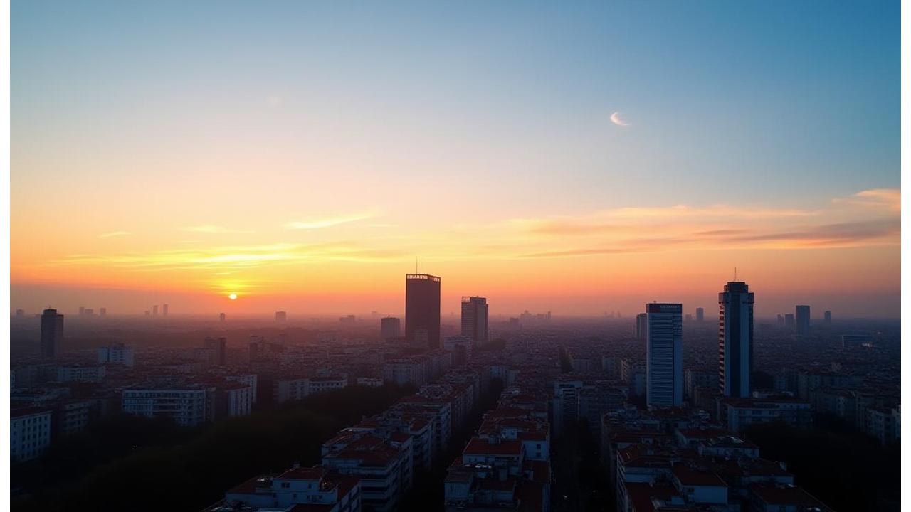 Skyline de Madrid al atardecer